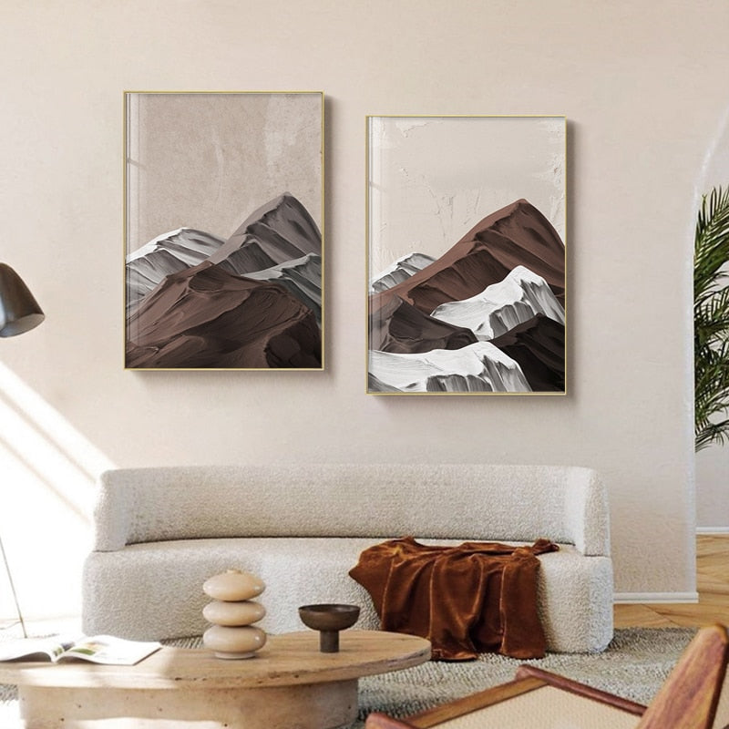 CORX Designs - Abstract Brown Gray Mountains Canvas Art - Review