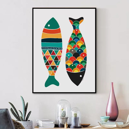 CORX Designs - Abstract Watercolor Colorful Fish Canvas Art - Review