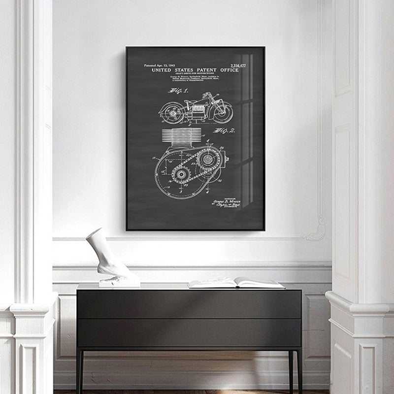 CORX Designs - Retro Motorcycle Blueprint Canvas Art - Review