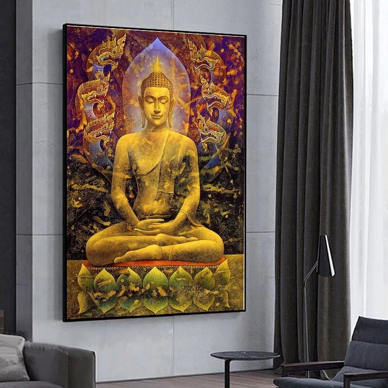 CORX Designs - Golden Buddha Statue Dragon Canvas Art - Review
