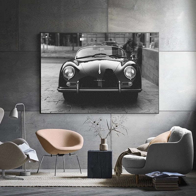CORX Designs - Black and White Porsche 356 Classic Car Canvas Art - Review