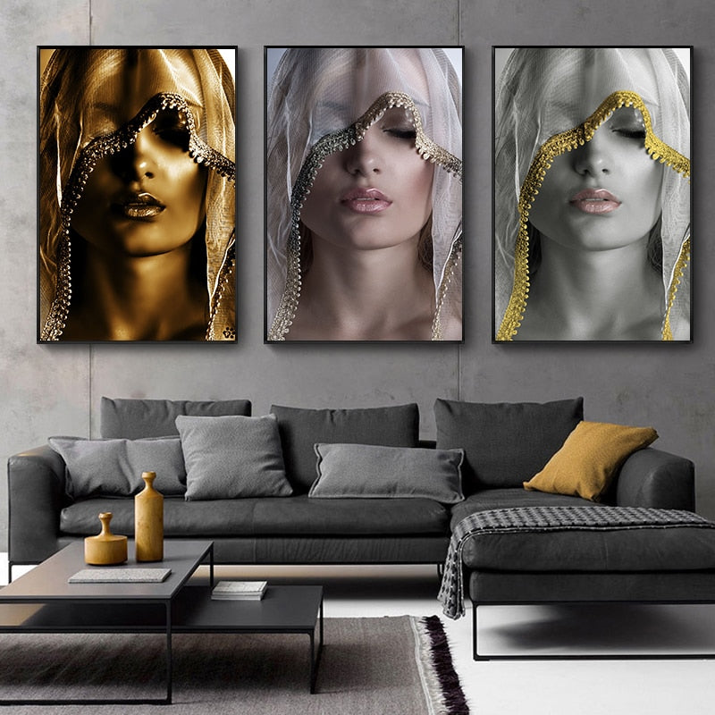 CORX Designs - Gold Woman Oil Painting Wall Art Canvas - Review