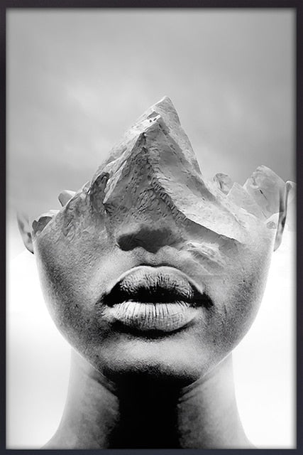 CORX Designs - Black and White Women Face with Landscape Canvas Art - Review