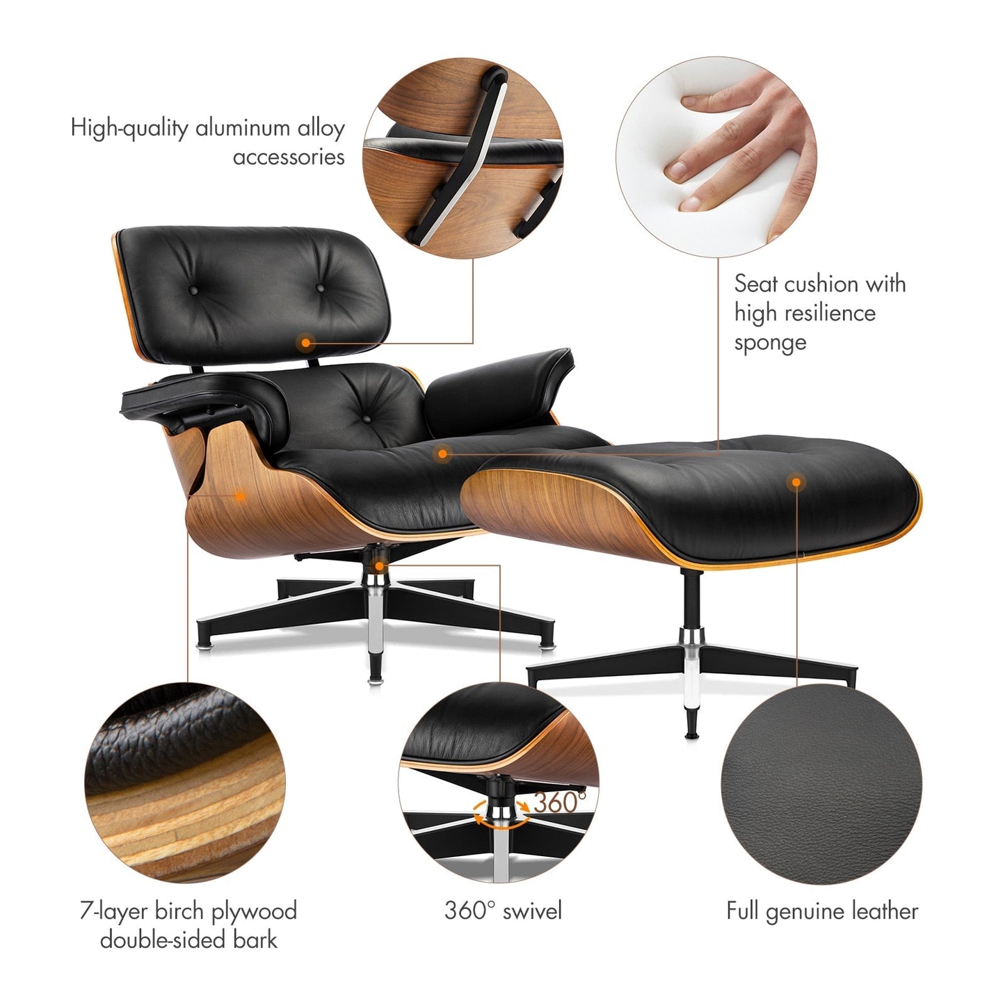 CORX Designs - Eames Mid-Century American Lounge Chair and Ottoman (Tall Version) - Review