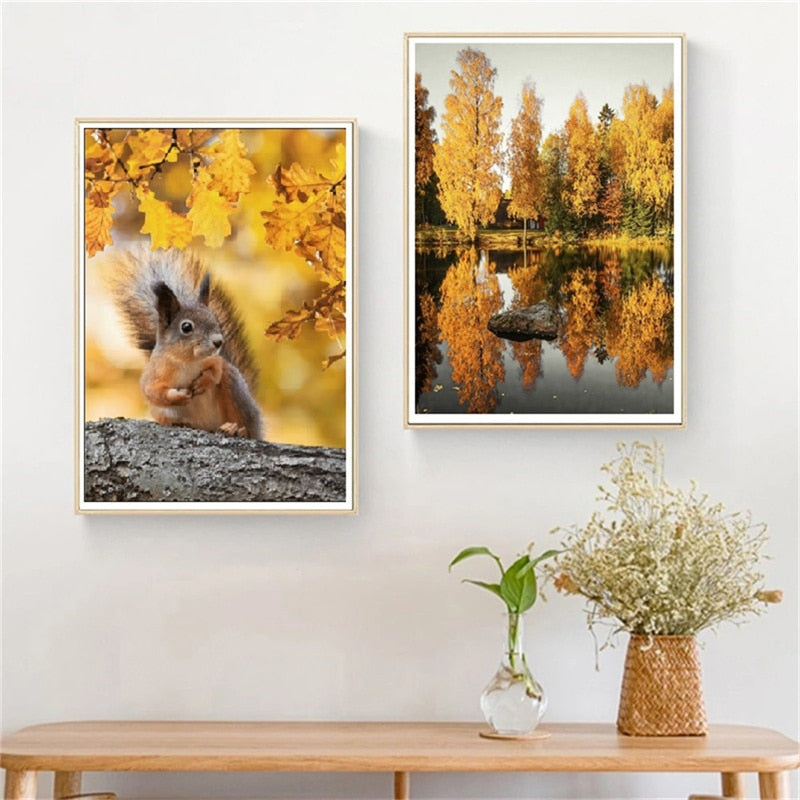 CORX Designs - Autumn Forest Pumpkin Maple Leaves Canvas Art - Review
