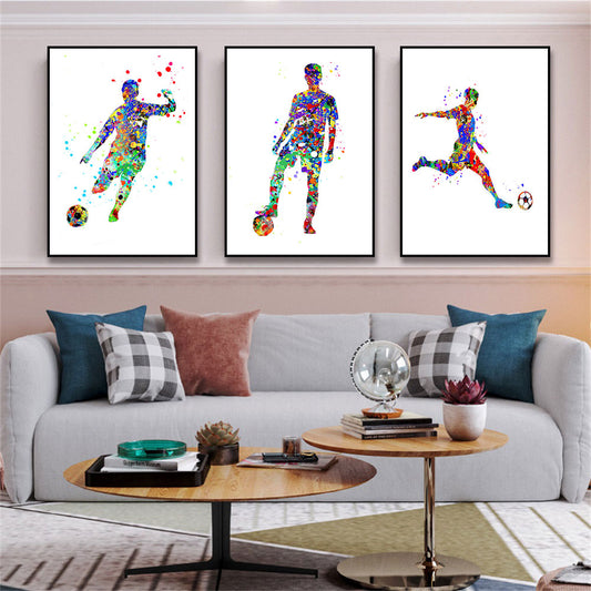 CORX Designs - Boy Play Soccer Football Watercolor Sport Canvas Art - Review