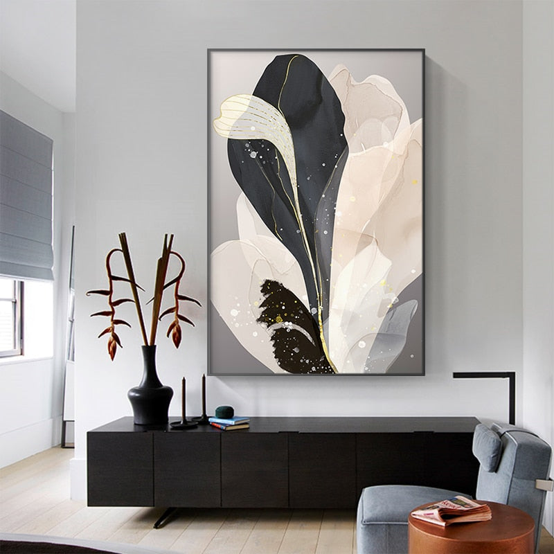 CORX Designs - Abstract Beige Brown Gray Feather Flowers Canvas Art - Review