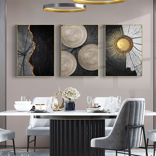 CORX Designs - Abstract Wood Black Gold Texture Canvas Art - Review