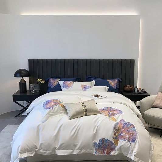 CORX Designs - White Koi Embroidery Duvet Cover Bedding Set - Review