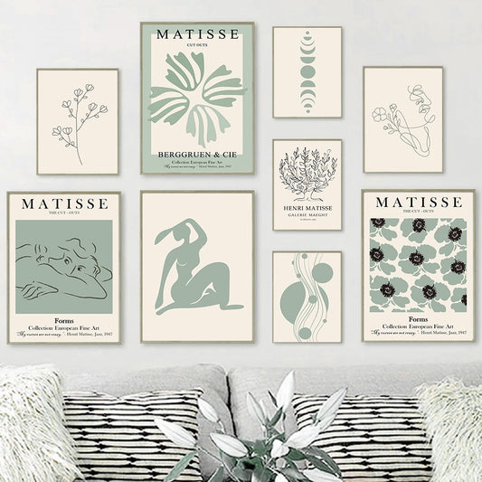 CORX Designs - Abstract Matisse Pastel Green Flowers Leaf Coral Canvas Art - Review