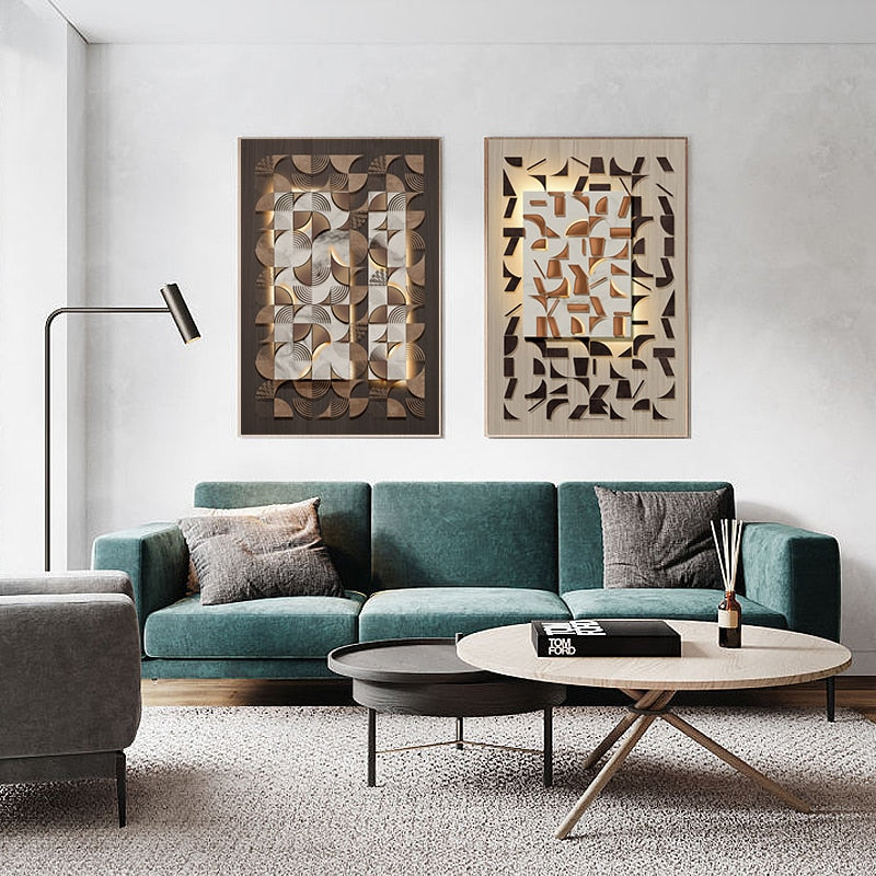 CORX Designs - Abstract Wood Geometric Pattern Canvas Art - Review