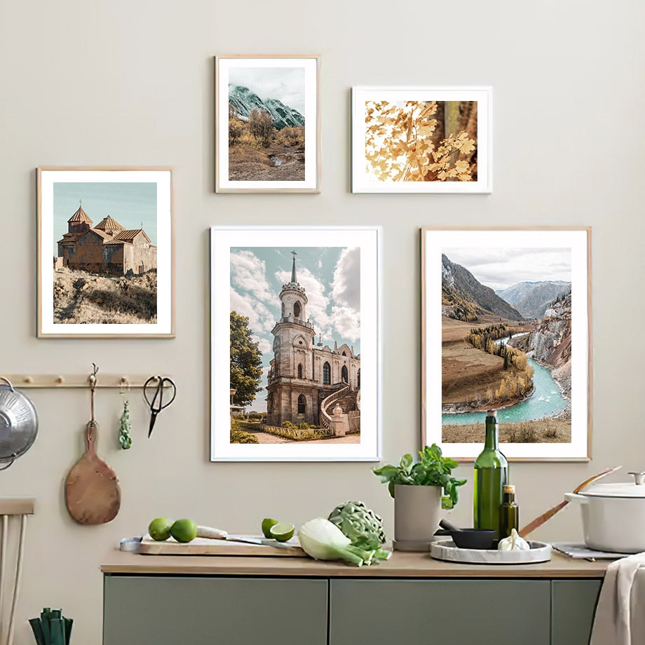 CORX Designs - Church Autumn Landscape Forest Mountain Canvas Art - Review