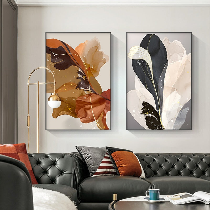 CORX Designs - Abstract Beige Brown Gray Feather Flowers Canvas Art - Review