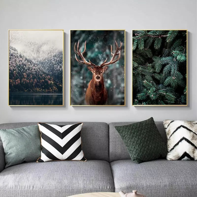 CORX Designs - Nature Snow Fog Forest Deer Canvas Art - Review