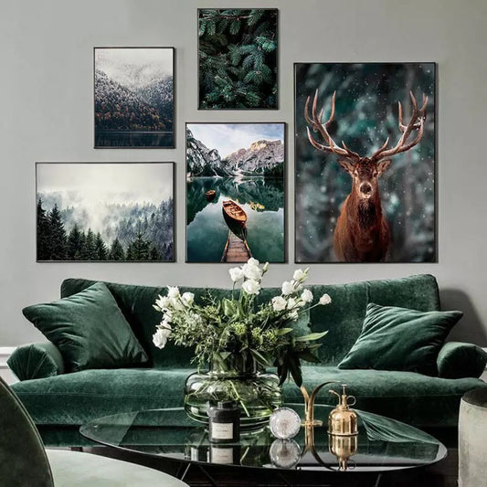 CORX Designs - Nature Snow Fog Forest Deer Canvas Art - Review