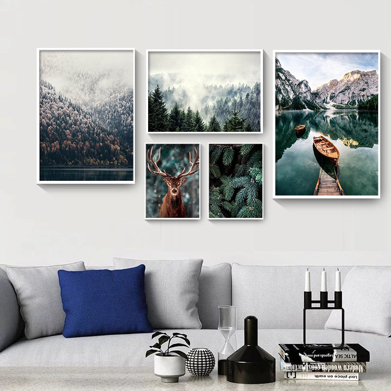 CORX Designs - Nature Snow Fog Forest Deer Canvas Art - Review