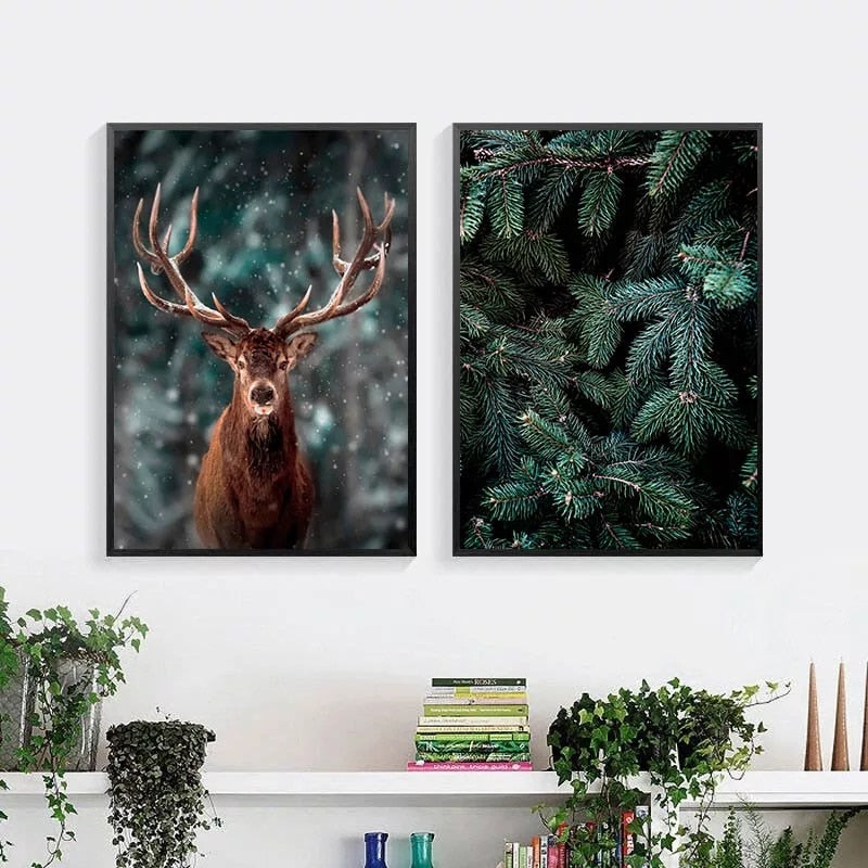 CORX Designs - Nature Snow Fog Forest Deer Canvas Art - Review