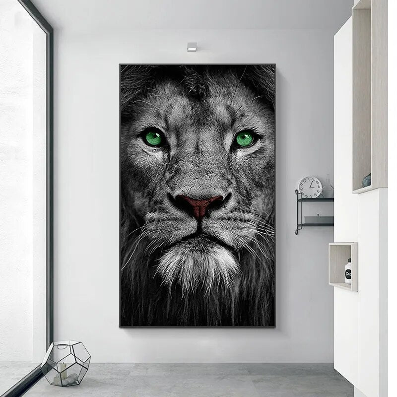 CORX Designs - Black And White Green Eyes Lion Wall Art Canvas - Review