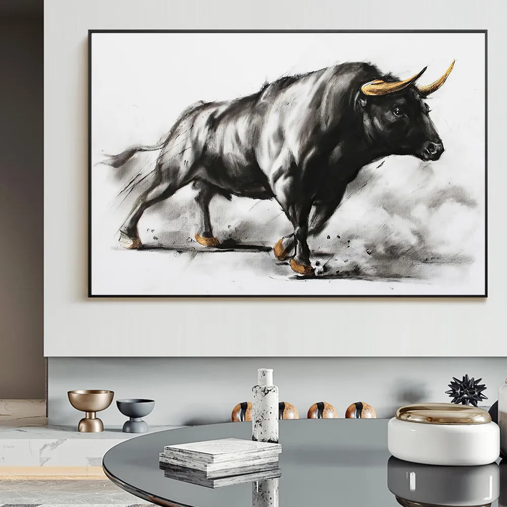 CORX Designs - Black Bull Painting Wall Art Canvas - Review
