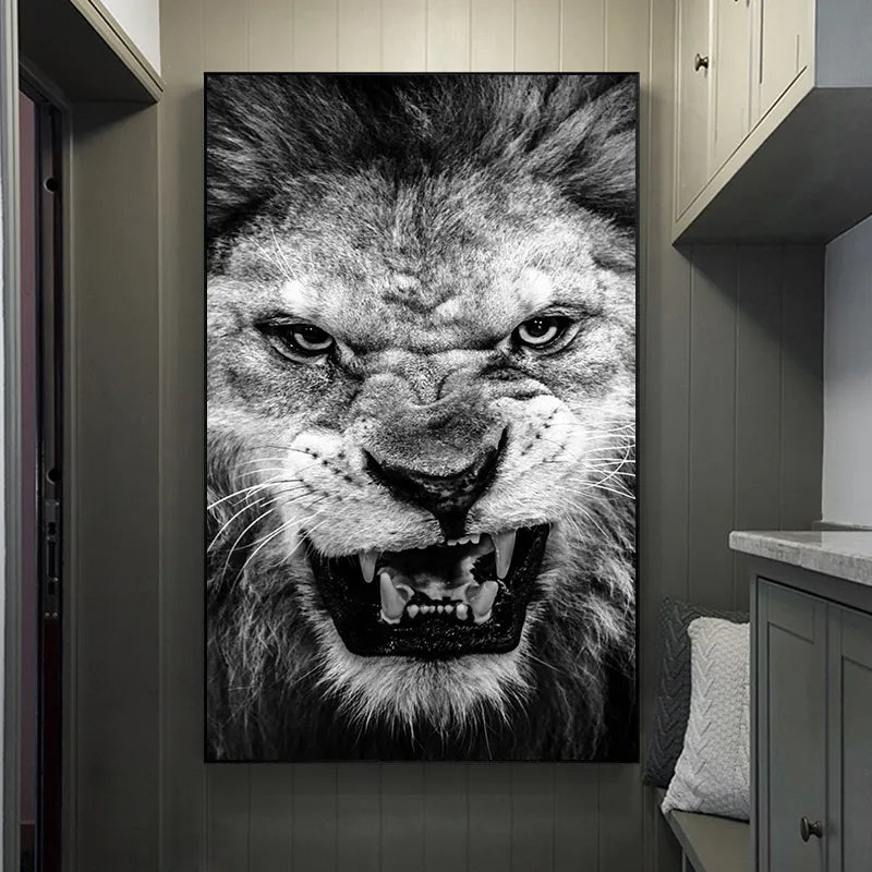 CORX Designs - Black And White Ferocious Lion Wall Art Canvas - Review