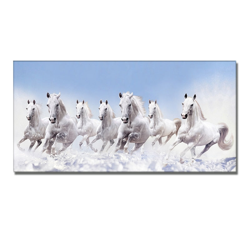 CORX Designs - Seven Running White Horse Gold Wall Art Canvas - Review