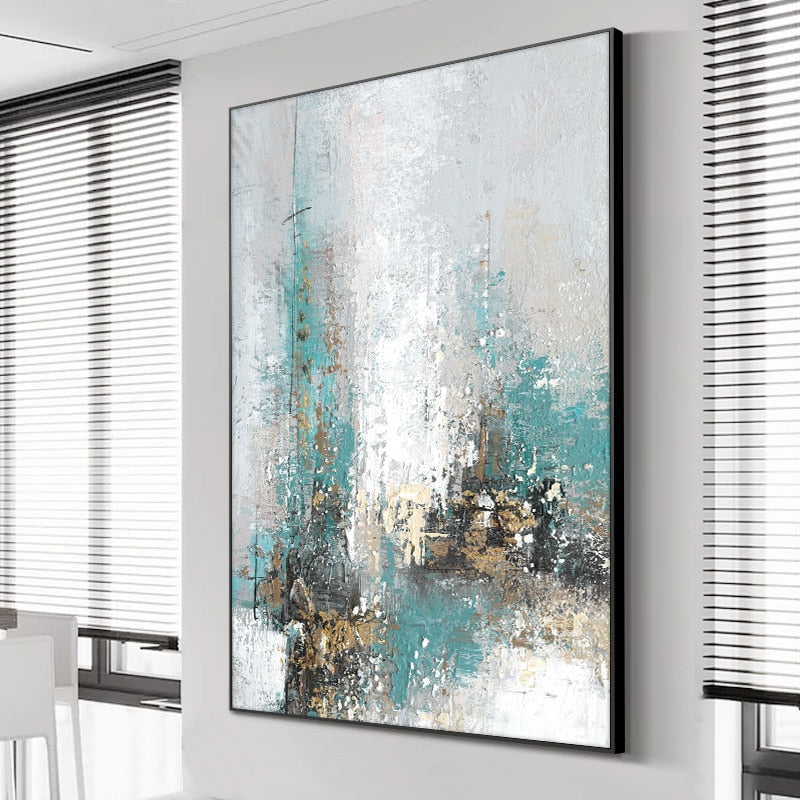 CORX Designs - Abstract Green Blue Painting Wall Art Canvas - Review