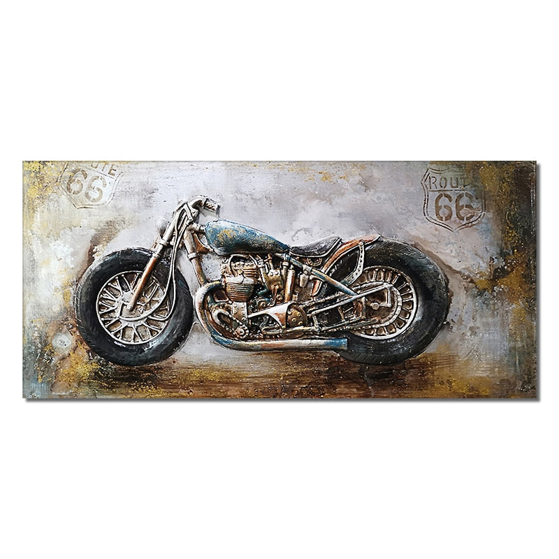 CORX Designs - Retro Vintage Motorcycle Car Oil Painting Wall Art Canvas - Review