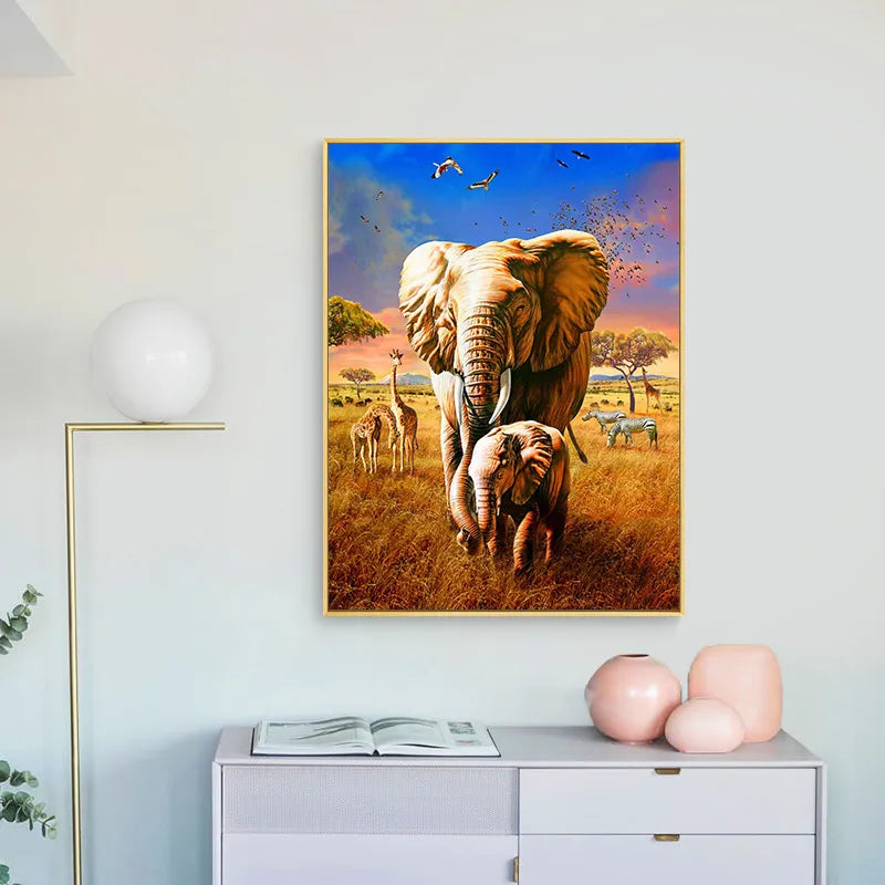 CORX Designs - Elephant Giraffe African Savannah Wall Art Canvas - Review