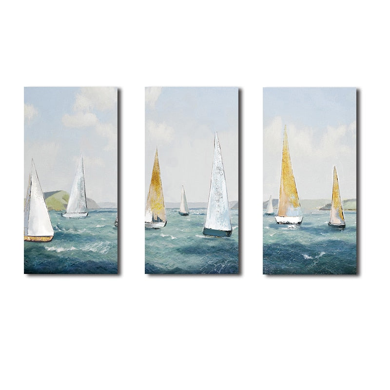 CORX Designs - Sailing Boat Oil Painting Wall Art Canvas - Review