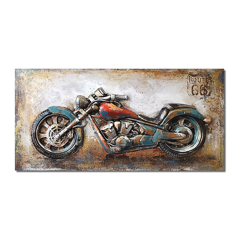 CORX Designs - Retro Vintage Motorcycle Car Oil Painting Wall Art Canvas - Review