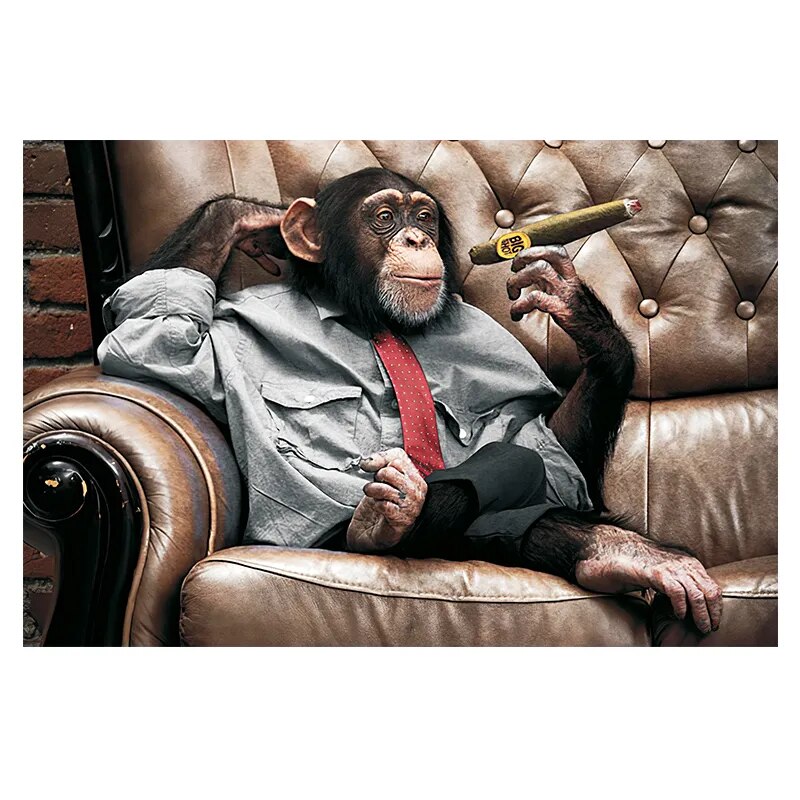 CORX Designs - Baby Chimpanzee Smoking on the Sofa Wall Art Canvas - Review