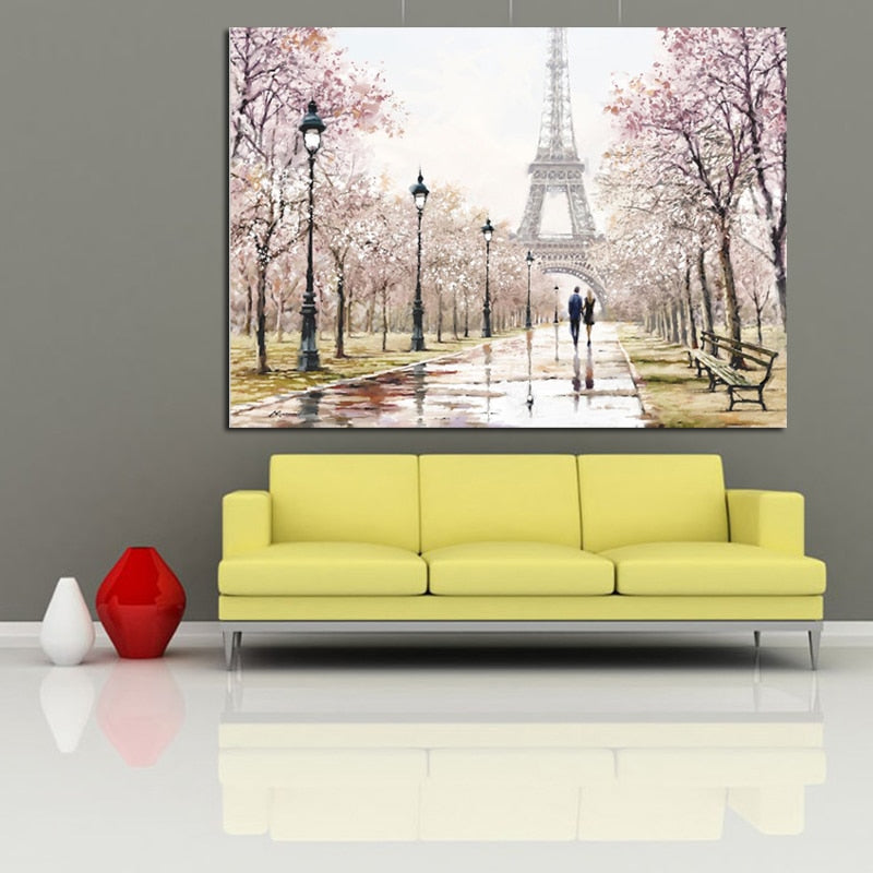 CORX Designs - Romantic Couple Paris Eiffel Tower Oil Painting Canvas Art - Review