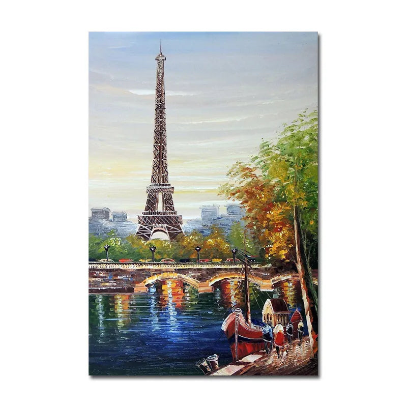 CORX Designs - Paris Tower Seine River Oil Painting Wall Art Canvas - Review