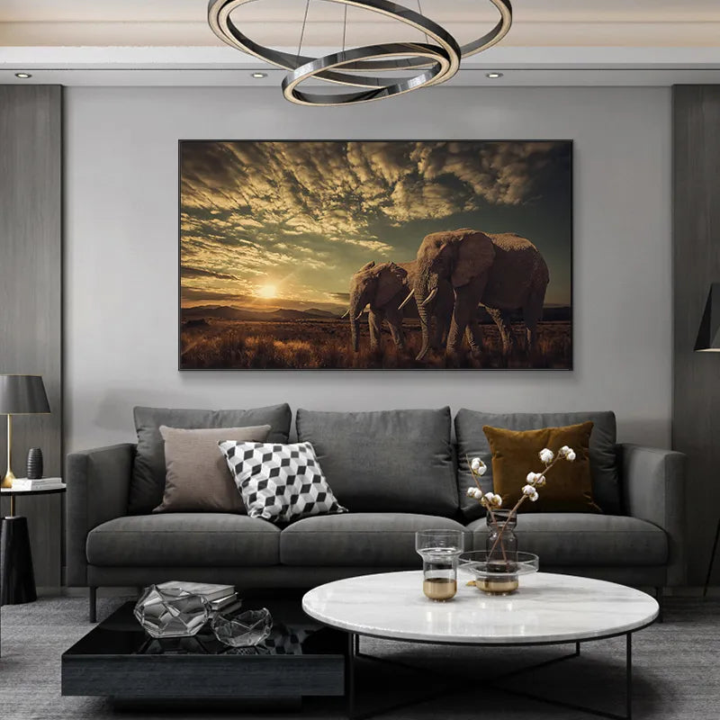 CORX Designs - African Savannah Sunset Two Elephants Wall Art Canvas - Review