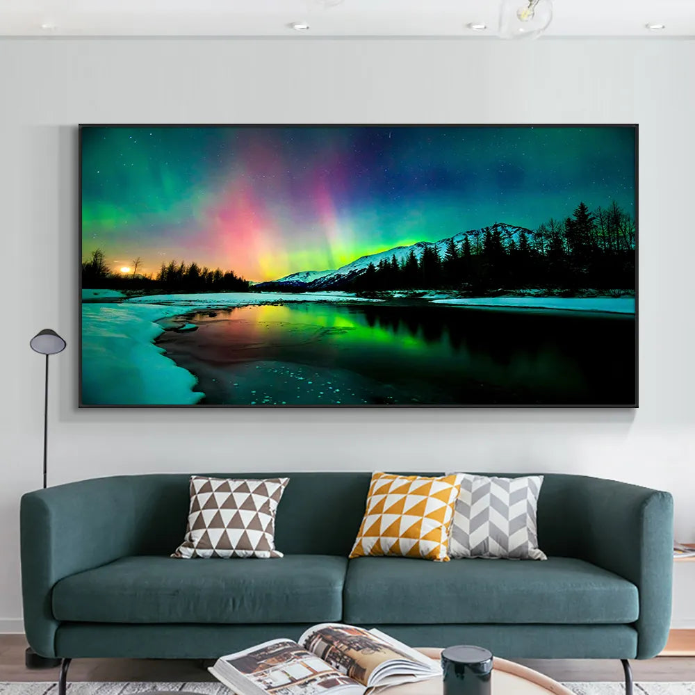 CORX Designs - Aurora Northern Lights Scenery Landscape Wall Art Canvas - Review