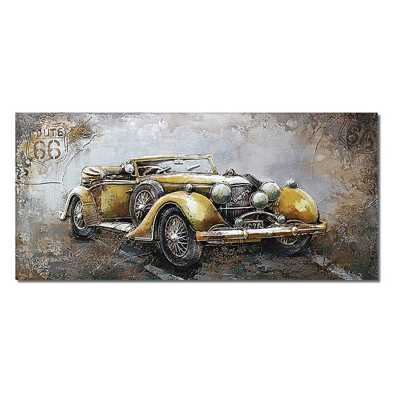 CORX Designs - Retro Vintage Motorcycle Car Oil Painting Wall Art Canvas - Review