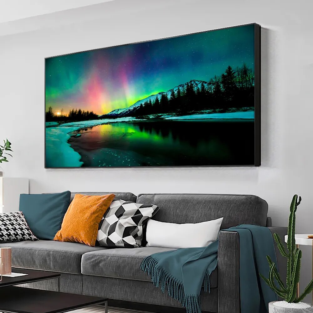 CORX Designs - Aurora Northern Lights Scenery Landscape Wall Art Canvas - Review