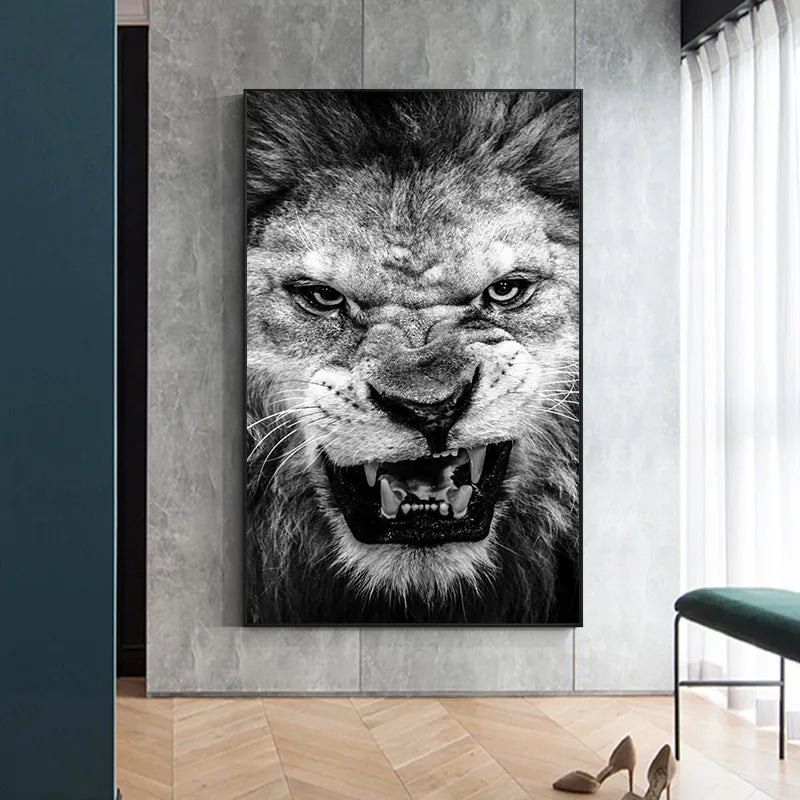 CORX Designs - Black And White Ferocious Lion Wall Art Canvas - Review