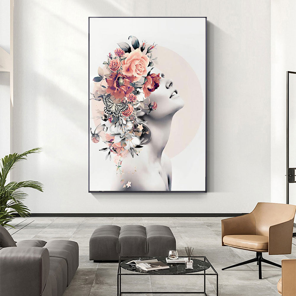 CORX Designs - Floral Head Woman Model Flower Fashion Canvas Art - Review