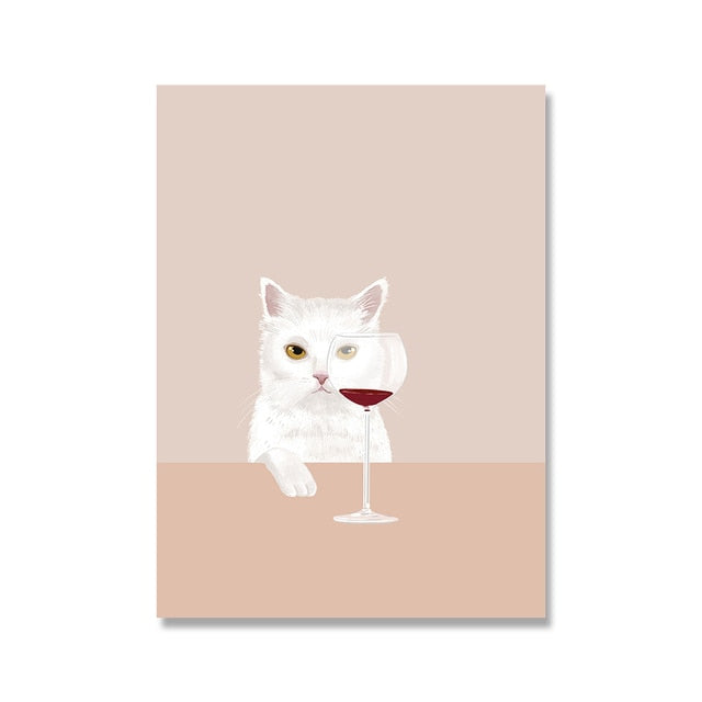 CORX Designs - Funny Cute Cat Drink Red Wine Wall Art Canvas - Review
