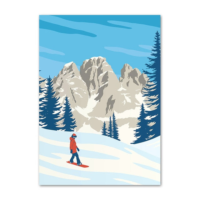 CORX Designs - Blue Ski Snowboard Mountain Winter Canvas Art - Review