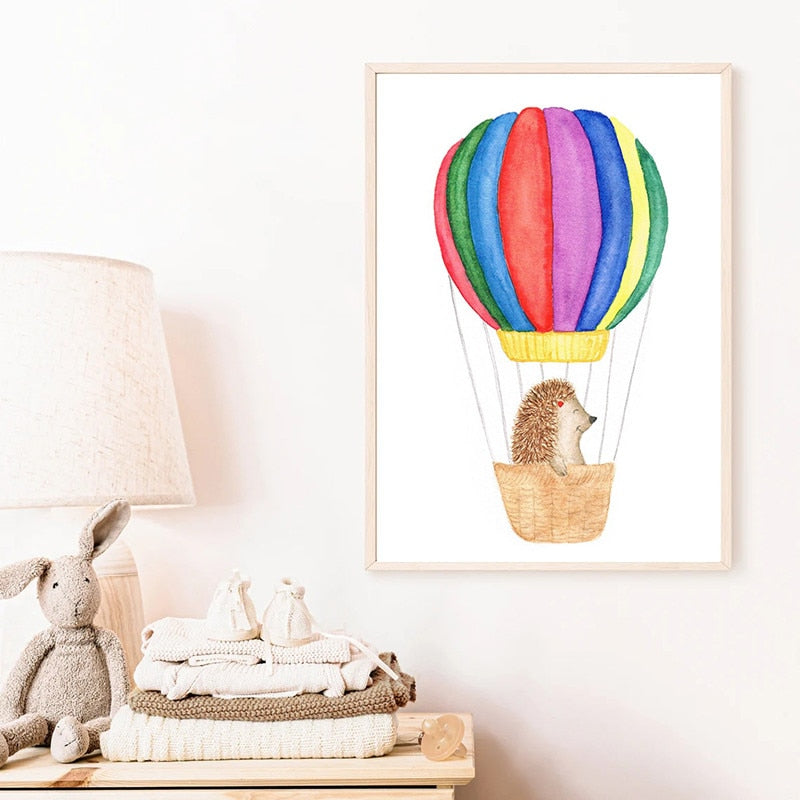 CORX Designs - Hot Air Balloon Cartoon Hedgehog Nursery Canvas Art - Review