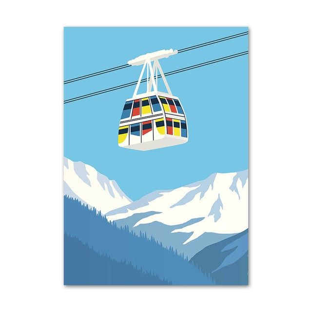 CORX Designs - Blue Ski Snowboard Mountain Winter Canvas Art - Review
