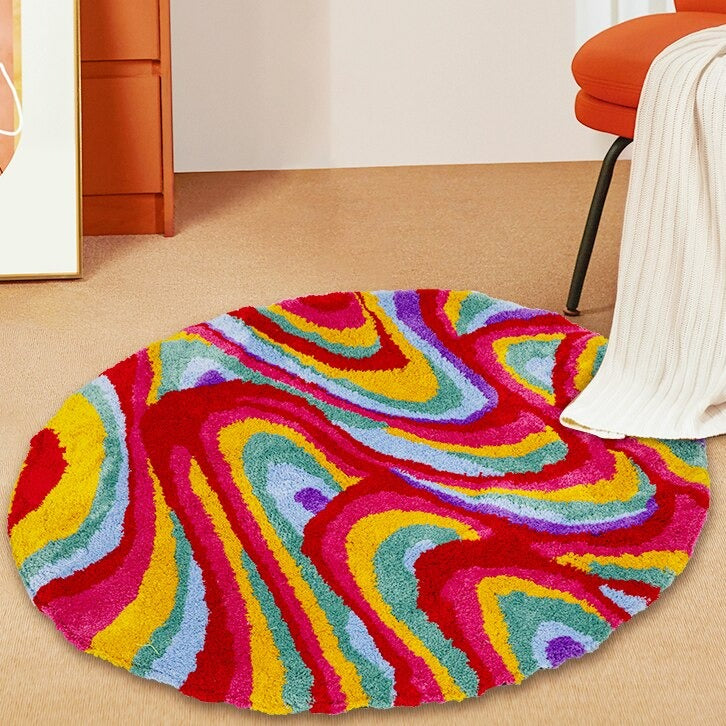 CORX Designs - Retro Round Colorful Groovy Psychedelic Tufted Rug - Review