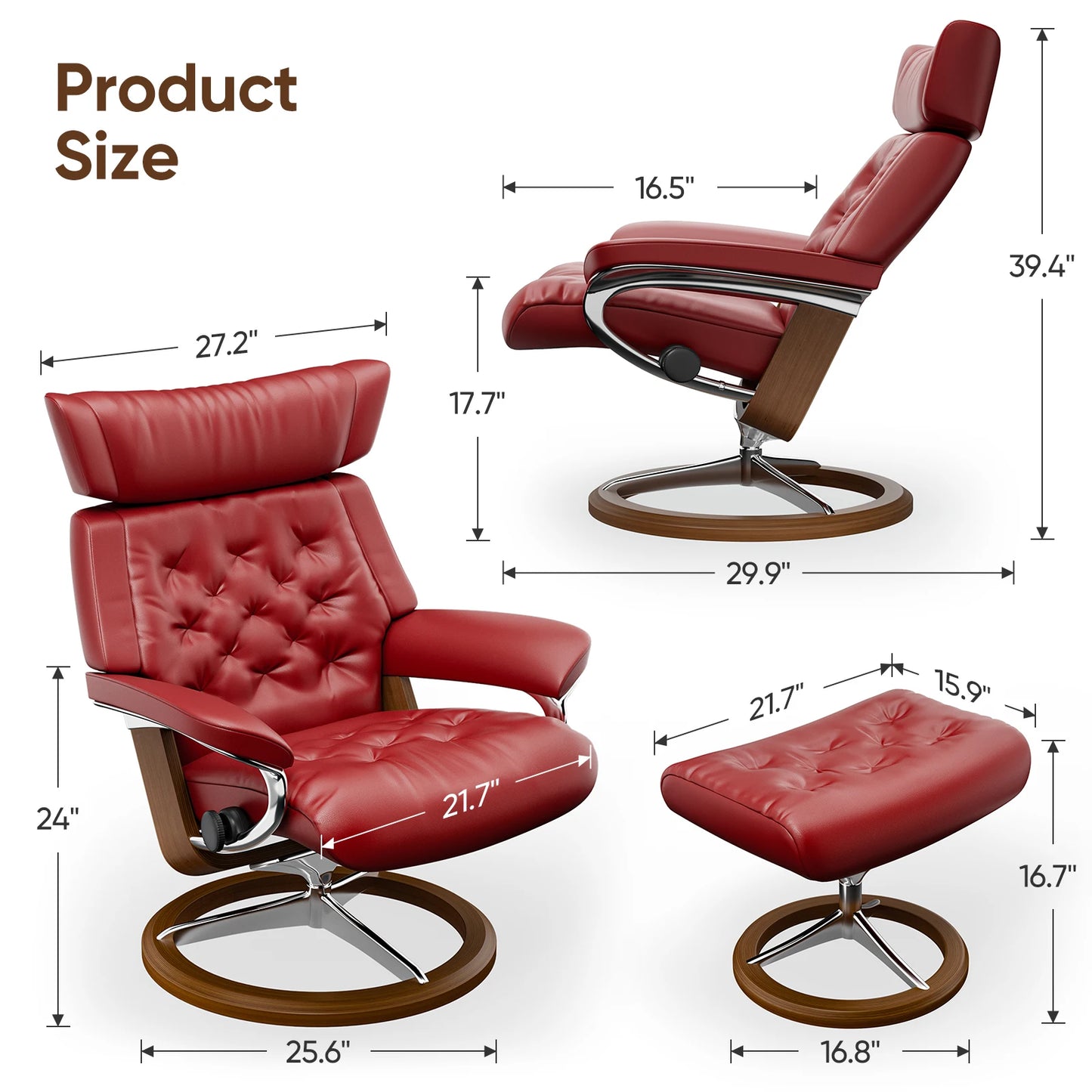 CORX Designs - Stressless Ergonomic Genuine Leather Swivel Recliner with Ottoman - Review