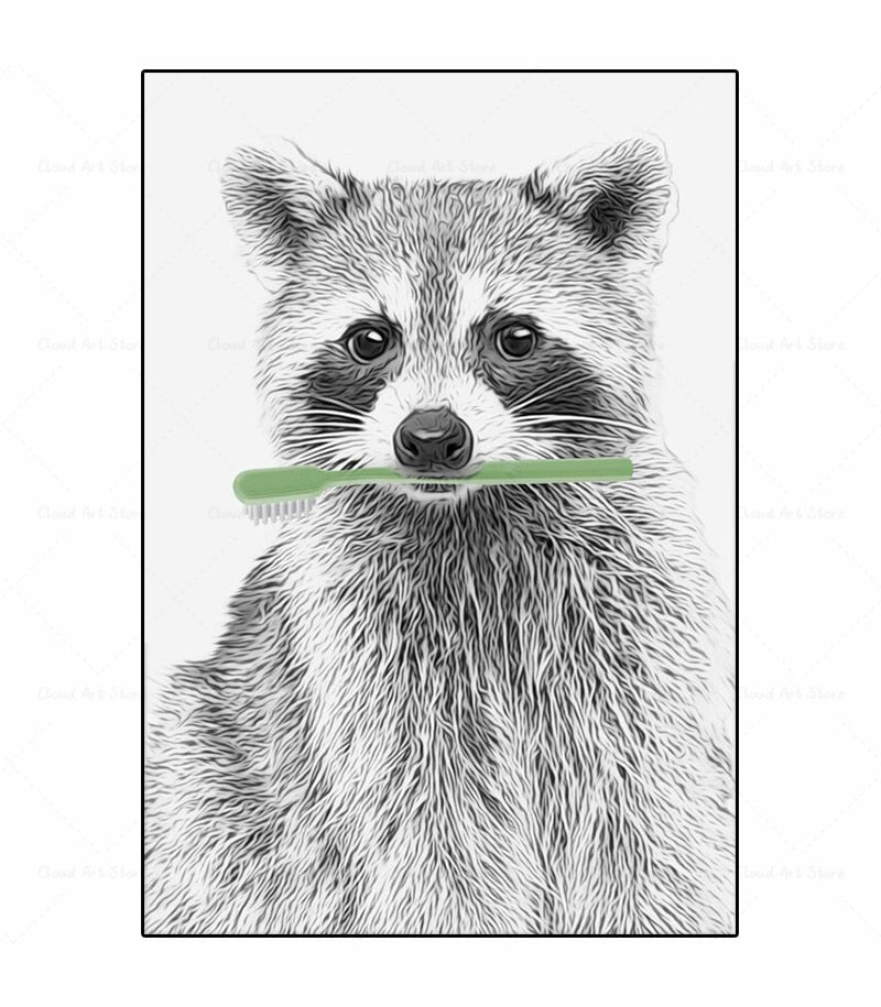 CORX Designs - Black and White Animal Brushing Teeth Canvas Art - Review