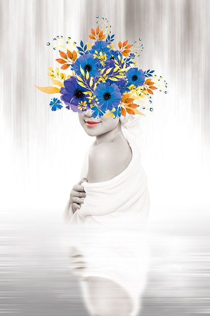 CORX Designs - Floral Head Woman Model Flower Fashion Canvas Art - Review