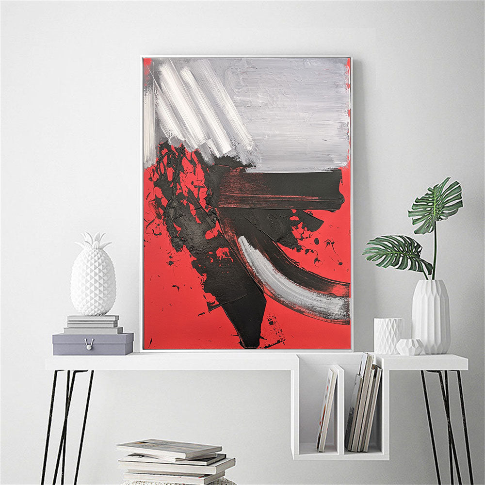 CORX Designs - Abstract Modern Black And Red Oil Painting Canvas Art - Review