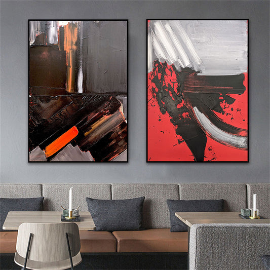 CORX Designs - Abstract Modern Black And Red Oil Painting Canvas Art - Review
