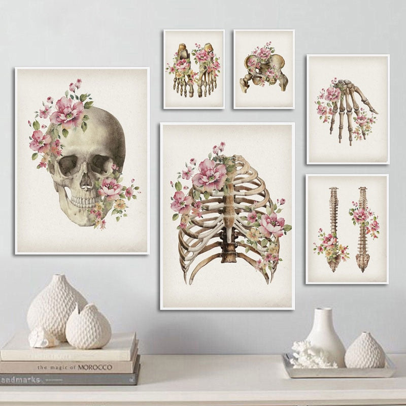 CORX Designs - Floral Skeletal Bones Anatomy Canvas Art - Review